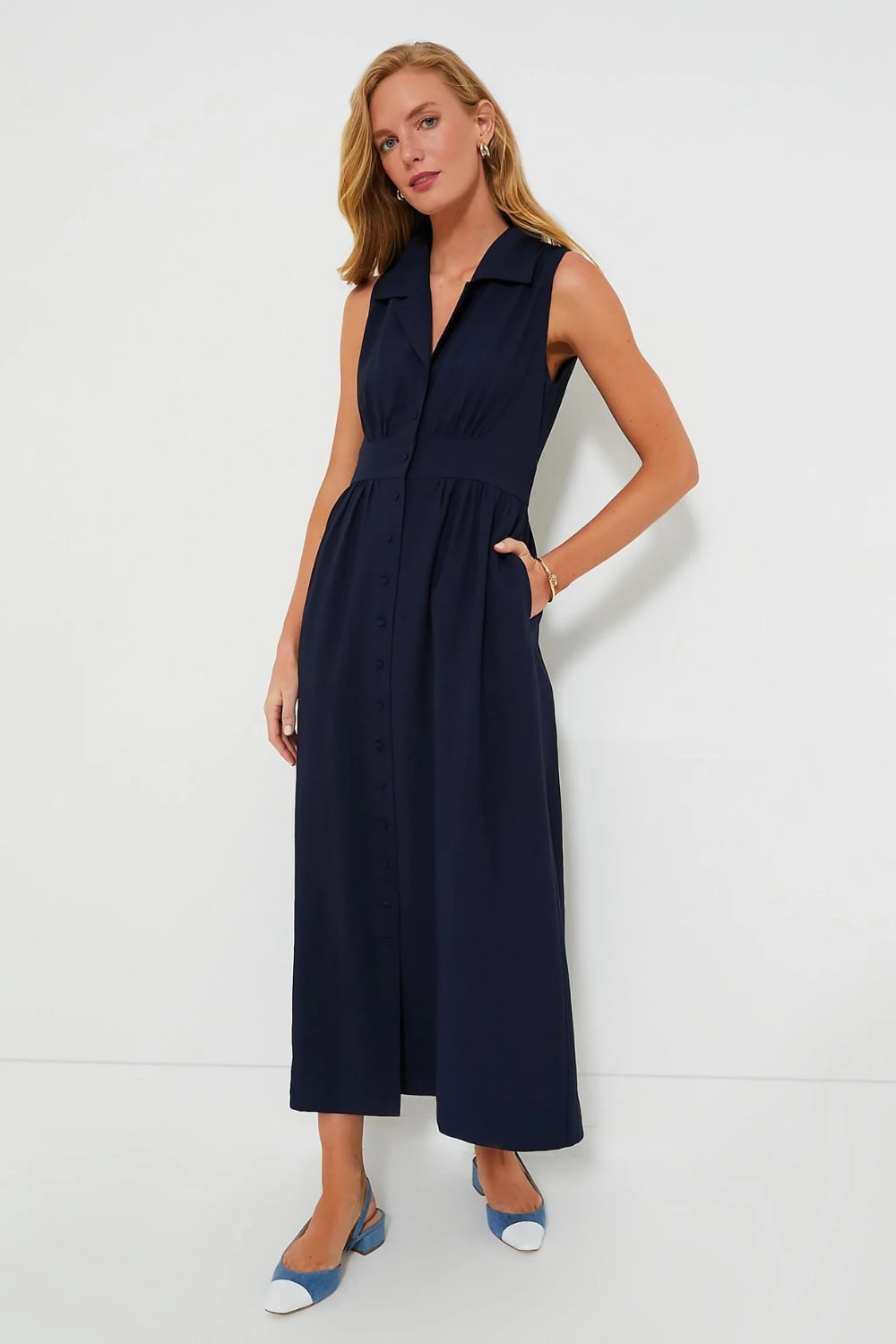 Pomendar Place Sleeveless Maxi Shirt Dress