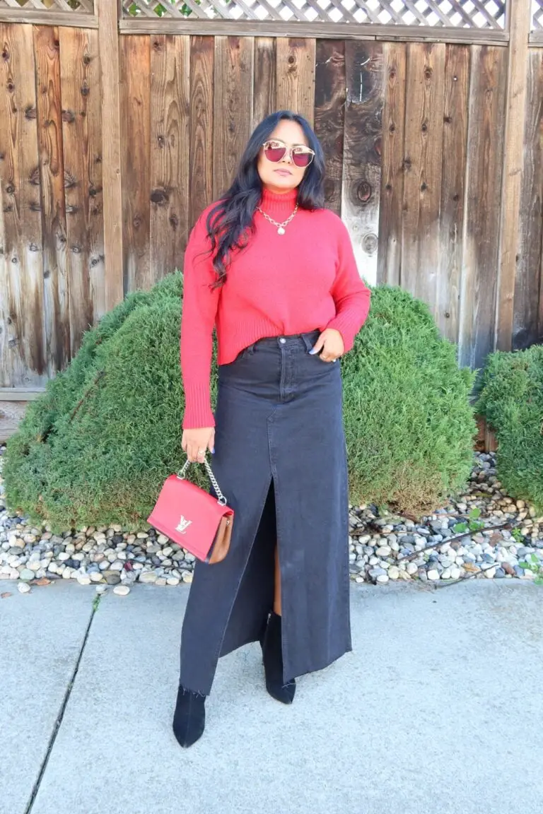 black-long-denim-skirt-sweater-outfit