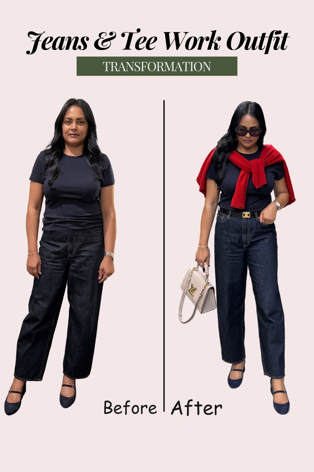 jeans-tee-office-outfit-transformation-before-after